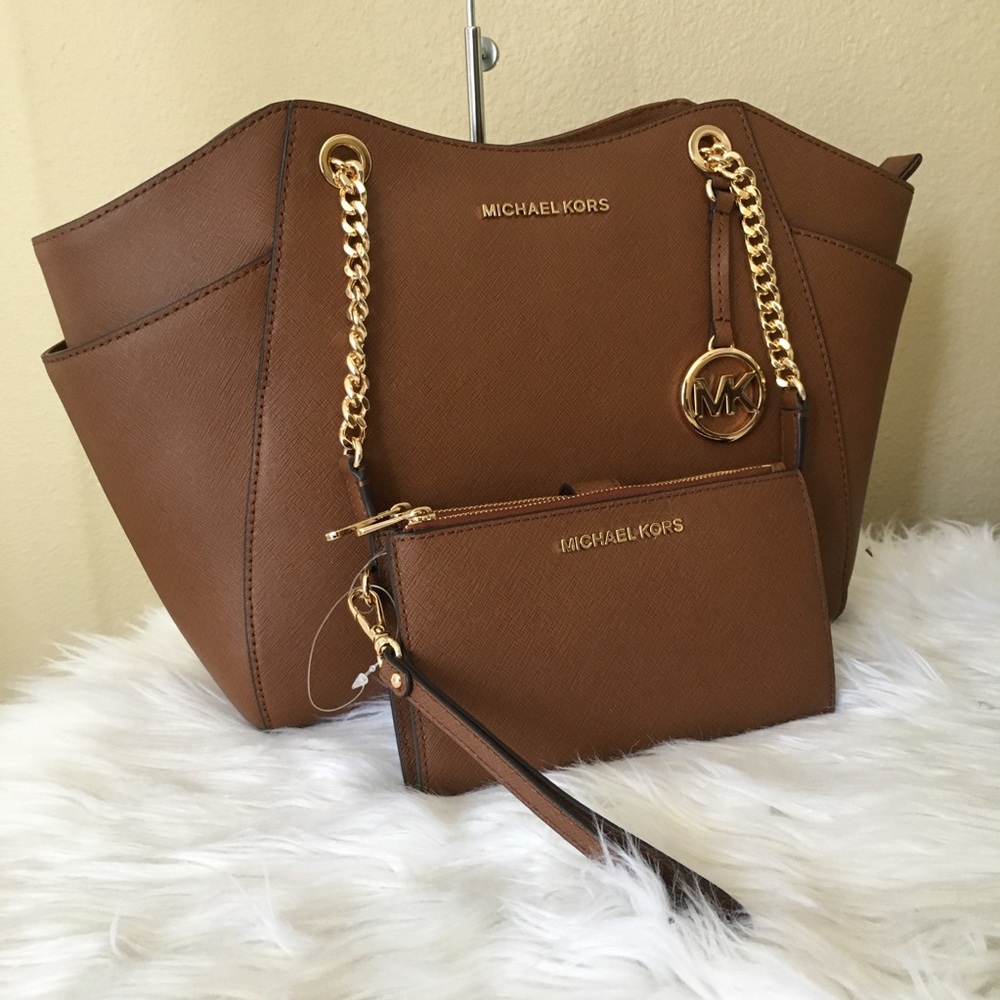 MK LG chain shoulder tote & double zipper wallet - Picture 2 of 8